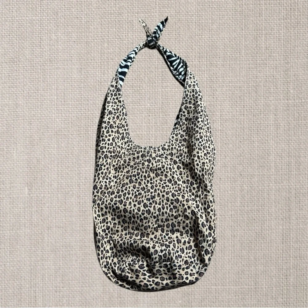 Hand-Crafted Reversible Hobo Bag with Button Closure